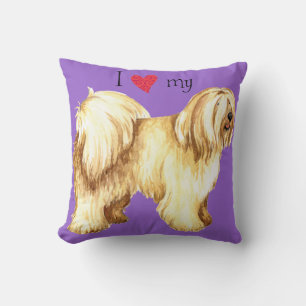 I Love my Tibetan Terrier Throw Pillow