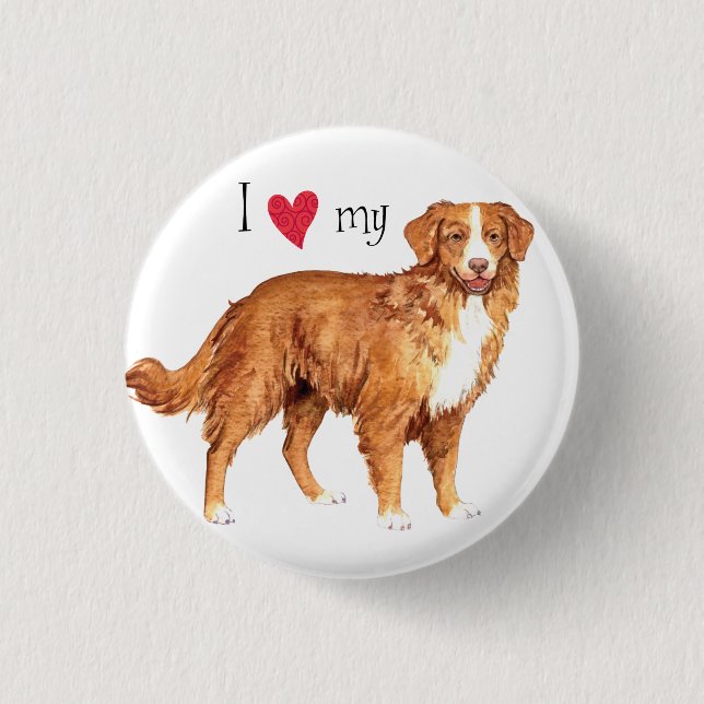 I Love my Toller 1 Inch Round Button (Front)