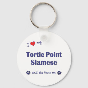 I Love My Tortie Point Siamese (Female Cat) Keychain
