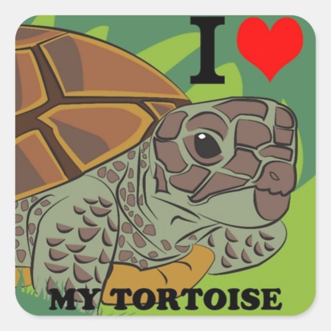 I Love My Tortoise Square Sticker (Front)