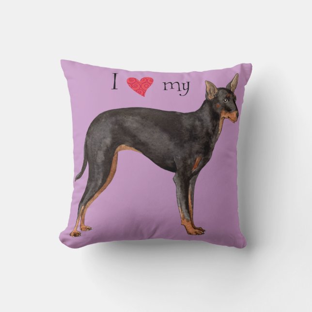 I Love my Toy Manchester Terrier Throw Pillow (Front)