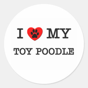 I LOVE MY TOY POODLE CLASSIC ROUND STICKER