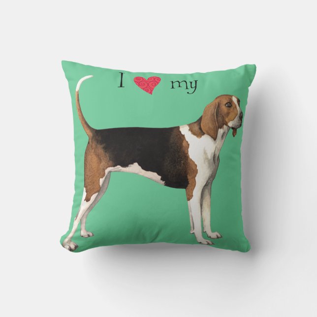 I Love my Treeing Walker Throw Pillow (Front)
