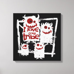 I Love My Tribe Funny Monster Family Halloween Canvas Print