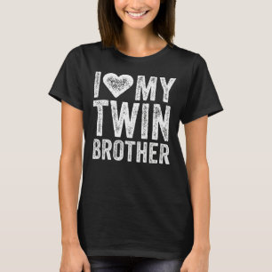 I Love My Twin Brother Heart   Distressed Retro T-Shirt