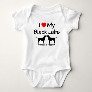 I Love My TWO Black Labs Baby Bodysuit