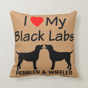 I Love My TWO Black Labs Throw Pillow
