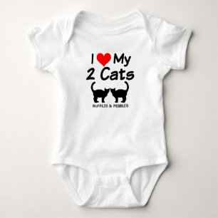 I Love My Two Cats Silhouette Baby Bodysuit