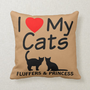 I Love My TWO Cats Throw Pillow