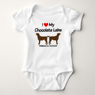 I Love My Two Chocolate Lab Dogs Silhouette Baby Bodysuit