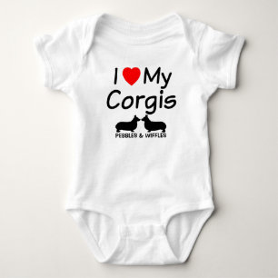 I Love My TWO Corgis Baby Bodysuit