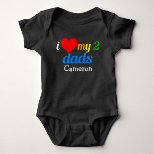 I Love My Two Dads Gay Pride Custom Baby Bodysuit