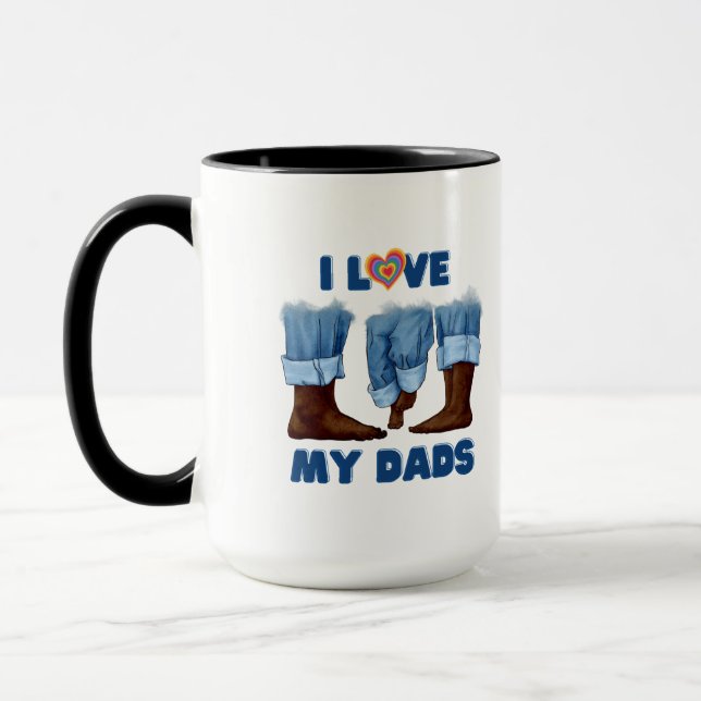 I Love My Two Dads with Pride Mug (Left)