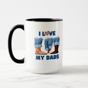 I Love My Two Dads with Pride Mug