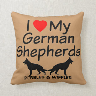 I Love My TWO German Shepherds Throw Pillow