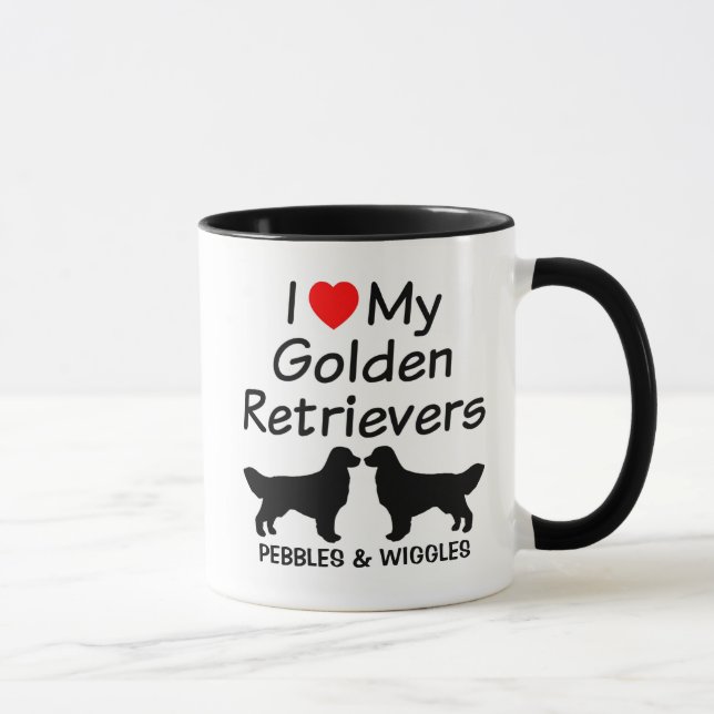 I Love My Two Golden Retriever Dogs Mug (Right)