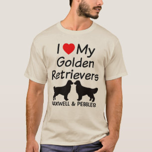 I Love My TWO Golden Retrievers T-Shirt