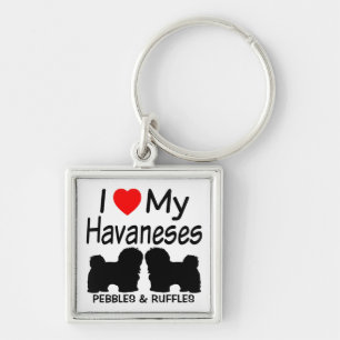 I Love My TWO Havanese Dogs Keychain