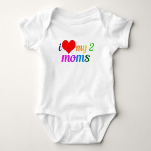 I Love My Two Moms Gay Pride Daughter Baby Bodysuit