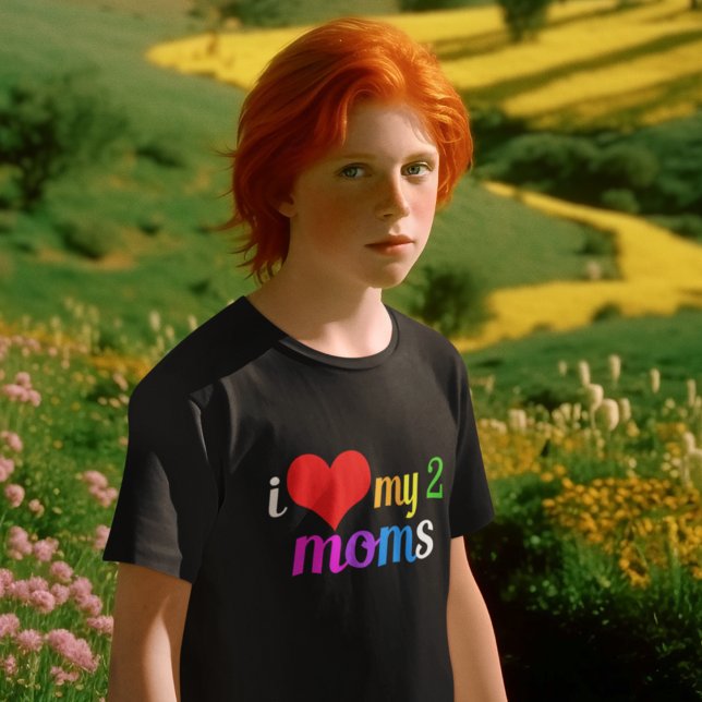 I Love My Two Moms Gay Pride Parade Kids T-Shirt (Creator Uploaded)