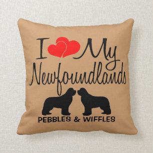 I Love My TWO Newfoundland Dogs Throw Pillow