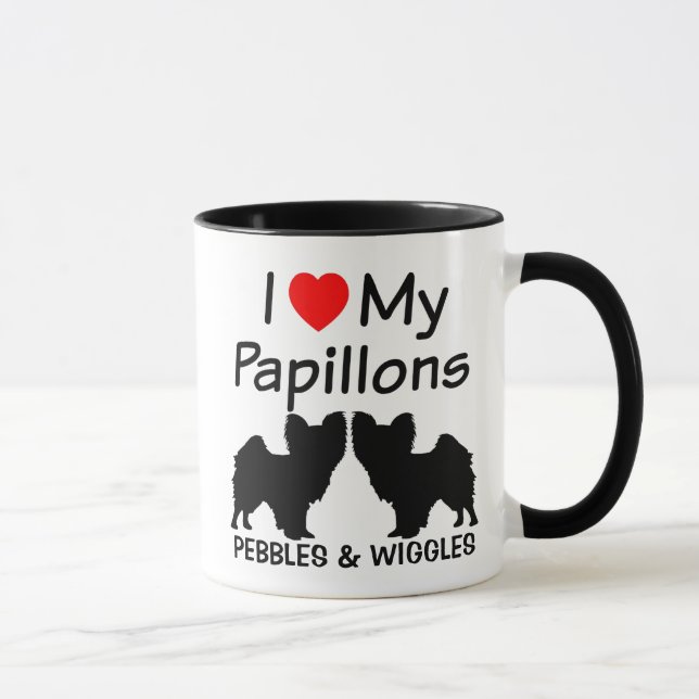I Love My Two Papillon Dogs Mug (Right)