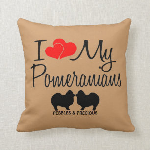 I Love My Two Pomeranians Throw Pillow