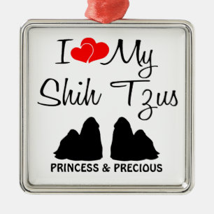 I Love My Two Shih Tzus Metal Ornament