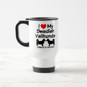 I Love My Two Swedish Vallhund Dogs Silhouette Travel Mug