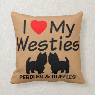 I Love My Two Westie Dogs Pillow