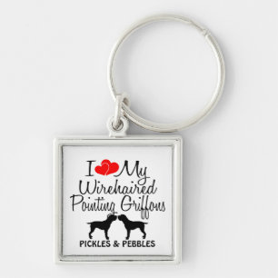 I Love My Two Wirehaired Pointing Griffons Keychain