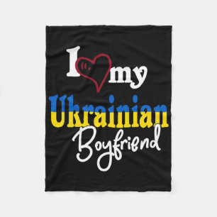 I Love My Ukrainian Boyfriend Matching Gift Ukrain Fleece Blanket
