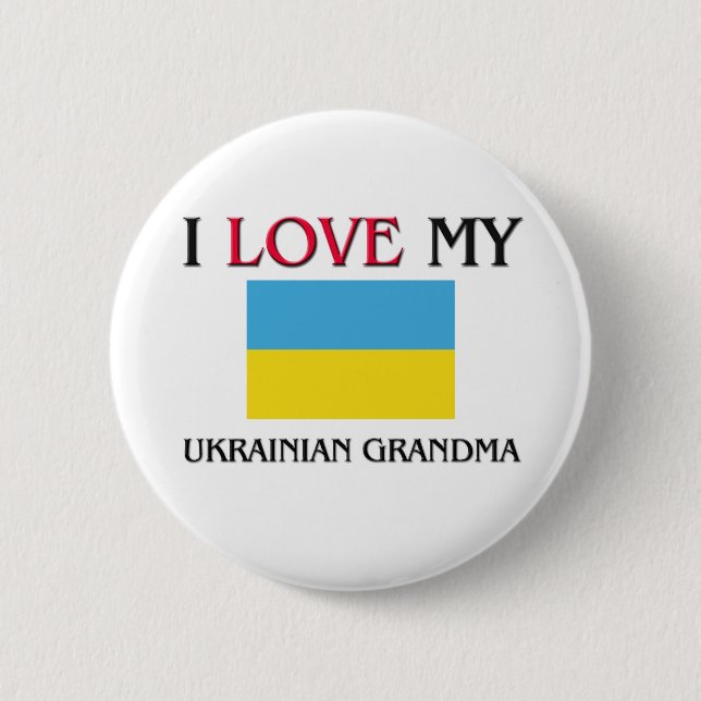 I Love My Ukrainian Grandma 2 Inch Round Button (Front)