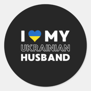 I Love My Ukrainian Husnd  Classic Round Sticker