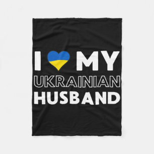 I Love My Ukrainian Husnd  Fleece Blanket
