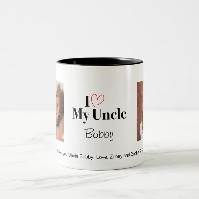 I Love my Uncle 2 Photo Custom Mug (Center)