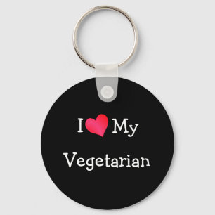 I Love My Vegetarian Keychain