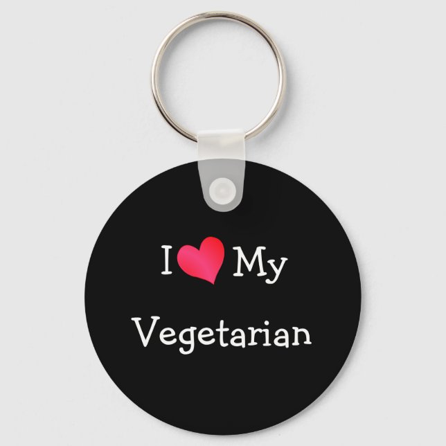 I Love My Vegetarian Keychain (Front)