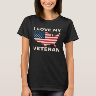 I Love My Veteran USA Flag American Memorial Day   T-Shirt