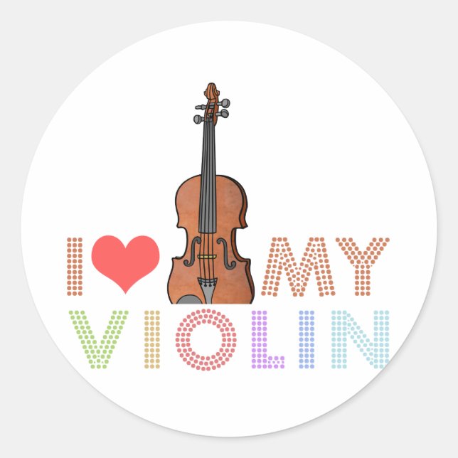 I Love My Violin Classic Round Sticker (Front)