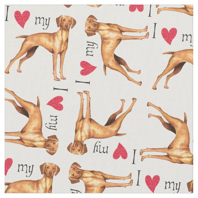 I Love my Vizsla Fabric (Close Up)