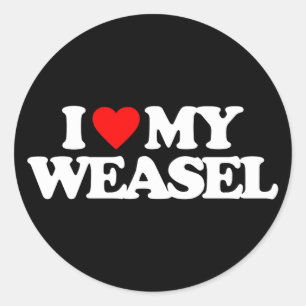 I LOVE MY WEASEL CLASSIC ROUND STICKER