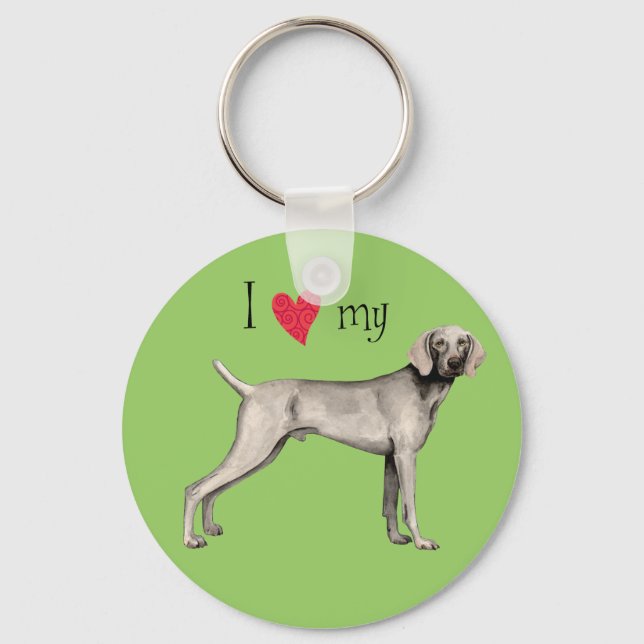 I Love my Weimaraner Keychain (Front)