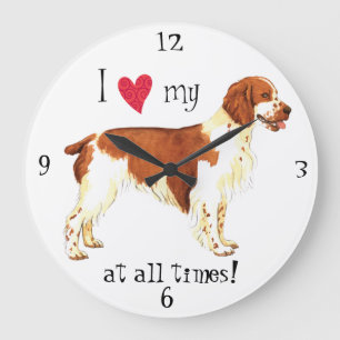 I Love my Welsh Springer Spaniel Large Clock