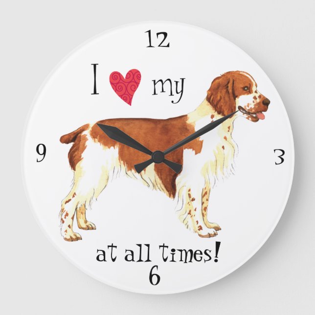 I Love my Welsh Springer Spaniel Large Clock (Front)