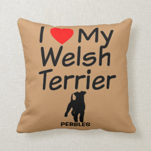 I Love My Welsh Terrier Dog Throw Pillow