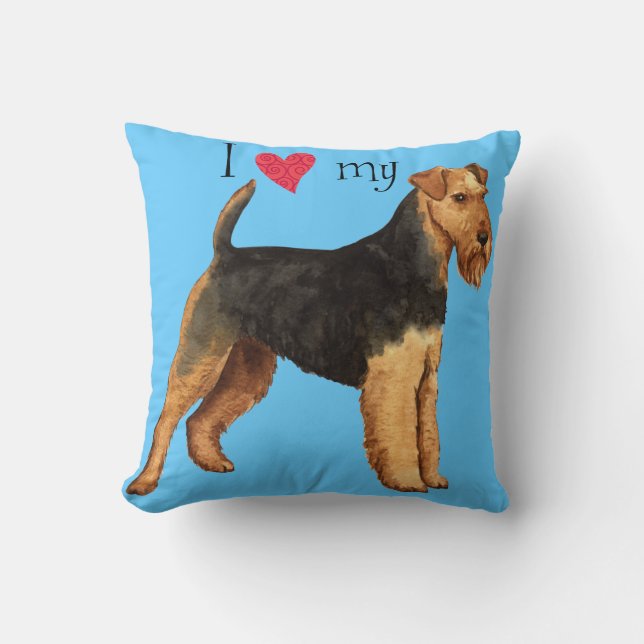 I Love my Welsh Terrier Throw Pillow (Front)