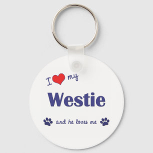 I Love My Westie (Male Dog) Keychain