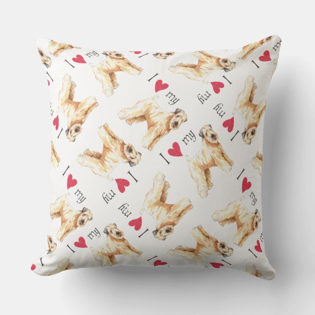 I Love my Wheaten Throw Pillow (Front)