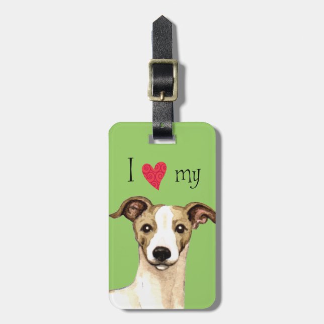 I Love my Whippet Luggage Tag (Front Vertical)
